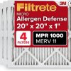 Amazon:$37.38 ($73.68)Filtrete 20x20x1 AC Furnace Air Filter, MERV 11, MPR 1000, Micro Allergen Defense, 3-Month Pleated 1-Inch Electrostatic Air Cleaning Filter, 4 Pack (Actual Size 19.69x19.69x0.81 in)