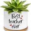 Amazon: $6.99 ($13.99) Best Teacher Ever Cute Succulent Cactus Planter Pots, Teacher Appreciation Planter Gifts for Women Men, Retirement Birthday Gifts (Not Plants)