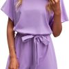 Amazon:$19.99(38.99)Vetinee Womens Summer Belted Romper Keyhole Back Short Sleeve Jumpsuit Playsuit