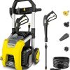 Amazon : $105.99 ($199.99)   Kärcher Pressure Washer K1700, Max 2125 PSI, 3 Spray Nozzles, Detergent Tank, For Cars, Driveways, Siding, Patios, 1.46 max. GPM