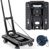 Amazon : $20.99 ($34.99)  TICONN Folding Portable Dolly Cart, Black, 4-Wheel, 110 lbs Capacity, Adjustable Handle, Silent Wheels