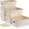 Amazon: $18.49 ($36.99) 5 Quart Plastic Storage Bin with Bamboo Lid 6 Pc