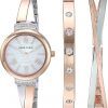 Amazon : $38.79 ($150.00) Anne Klein Women's Premium Crystal Accented Bangle Watch Set, AK/2245