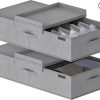 Amazon:$15.99($31.99)2Pack Under Bed Storage Bins With Lids Carry Handles Linen Fabric Foldable Stackable Sturdy Large Capacity Clothes Organizer for Clothing, Shoes, Blankets, Sweaters (Light Grey, 31.9‘*17’*6‘)