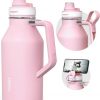 Amazon:$27.99 ($39.99)TOURIT 64oz Insulated Water Bottle Stainless Steel, Half Gallon Large Water Jug with 2-in-1 Handle, Double Wall Vacuum Metal Keep Cold & Hot, Wide Mouth Sport Water Flask For Gym, Travel, Pink