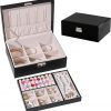 Amazon :$9.62 ($17.50)Jewelry Boxes for Women Girls, Jewelry Organizer Box, 2 Layers Jewelry Storage Organizer for Earring, Ring, Necklace, Bracelets. (black)