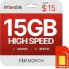 Amazon : $7.50 ($15.00) Prepaid Unlimited Plan: 1 Month | 15GB High-Speed Data Per Month | Unlimited Data Talk & Text | Prepaid Plan Service SIM Card | Nationwide Coverage | 4G, 5G Network