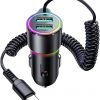 Amazon : $4.94 ($17.99) 3.4A Car Phone Charger, FLYLEAD Dual USB Car Charger Adapter with 5FT Type C Coil Charging Cable, Cigarette Lighter USB C Fast Charge for 16/15 Pro Max Plus/Samsung Galaxy/Pixel/Android Phones