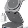 Amazon : $33.98 ($79.97)  Wireless Charger for Magsafe, AC Island 5-in-1 Portable Charging Station, 15W Max Fast Foldable Magnetic Stand, Evolved for iPhone 16/15/14/13 Series, Apple Watch, AirPods (with 35W Adapter)