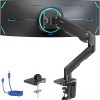 Amazon : $54.99 ($119.99)  HUANUO Heavy Duty Monitor Arm for 49 inches Screens up to 35 lbs, Aluminum Ultrawide Screen Arm for Samsung Odyssey G9 and More, Fully Adjustable Monitor Stand for Desk, VESA 100x100mm, Black