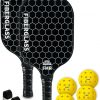 Amazon : $23.99 ($79.99) Pickleball Paddles Set of 2 with 4 Balls - USAPA Approved Fiberglass Surface, Lightweight, Non-Slip Grip - Premium Paddle Set for All Skill Levels Indoor & Outdoor