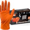 Amazon : $6.99 ($9.99) PROMEDIX P Heavy Duty Nitrile Disposable Gloves,8-mil Orange,Raised Diamond Texture Work Gloves，Industrial Work gloves