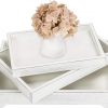 Amazon:$18.99($37.99)MyGift Vintage White Wood Decorative Tray, 3-Piece Wooden Serving Tray, Display Ottoman Coffee Table Tray