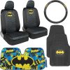 Amazon : $39.90 ($89.99) BDK Warner Bros DC Comics Car Accessories Bundle - Front Seat Covers, Steering Wheel Cover, Windshield Sunshade, Car Floor Mats for Autos Cars Sedans Trucks Vans, Superhero Batman Dark Knight Gift Set