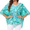 Amazon:$12.14($13.49)Ckikiou Womens Batwing Loose Chiffon Summer Blouse Tunic Floral Printed Boho Beach Cover ups