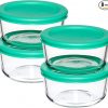 Amazon:$8.45 ($15.99)Anchor Hocking 2 Cup Glass Storage Containers with Lids, Set of 4 Glass Food Storage Containers with Mint SnugFit Lids