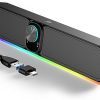 Amazon:$9.34 ($13.99)Computer Speakers - Wired USB Powered Bluetooth Computer Sound Bar with RGB & Volume Knob, HiFi Stereo Portable Gaming Sound Bar Speaker for Desktop Monitor, PC, Laptop, Tablets, Mac Air/Pro