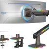 Amazon:$74.99 ($159.99)HUANUO RGB Monitor Arm for Ultrawide Screens up to 57'', Heavy-Duty Single Mount Holds 44 lbs, Fully Adjustable Gaming Monitor Arm with C-Clamp & Grommet Base, Max VESA 100 x 100mm
