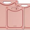 Amazon : $15.99 ($59.99)  CAROTE Cutting Boards for Kitchen, Reversible Dishwasher Safe Chopping Board with Handles, Large/Medium/Small Cutting Board Set of 3, Non-Slip Rubber, Triple Thickness, Pink