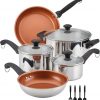 Amazon : $59.00 ($99.99)   Farberware Classic Traditions Stainless Steel Cookware Induction Pots and Pans Set with Prestige Cooking Utensils, 12 Piece - Stainless Steel