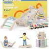 Amazon : $77.99 ($169.99)  COSYLAND Pikler Triangle Set - 8 in 1 Montessori Climbing Toys for Toddlers 18M-3Y, Foldable Wooden Indoor Jungle Gym & Playground with Train Toy & Gift Box, Anti-Tip, ASTM Certified, Cool Tones