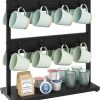 Amazon : $12.99 ($25.99)   IBUYKE Wood Coffee Mug Holder for Countertop,16 Hook Mug Tree Holder Rack with Storage Base,Mug Display Organizer,Mug Holders for Home Kitchen,Greige UTBJ001Y