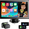 Amazon:$59.99 ($99.99)LAMTTO Baby Car Camera with 5G WiFi Split View Syncs Phone Navigation Wireless CarPlay Android Auto 7 Inch Screen Night Vision Easy Install Baby Monitor for Car Driving Safety