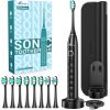 Amazon:$8.99 ($25.99)Rtauys Electric Toothbrush for Adults and Kids, Wireless Rechargeable Tooth Brush with 8 Replacement Heads, One Charge for 120 Days, 5 Modes Toothbrush with Travel Case, Black