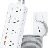 Amazon:$11.49 ($22.99)Power Strip Surge Protector, 5FT Braided Extension Cord with Multiple Outlets-8 AC Outlets 4 USB Ports (2 USB C), Flag Plug Charging Station, 1700 Joule Surge Protection for Home Office, White