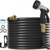 Amazon : $19.99 ($39.99)  Garden Hose 50FT, Lightweight & Flexible Water Hose with 10-Pattern Nozzle - Kink-Free, Leak-Proof, 3/4'' Brass Fittings for Yard, Lawn, Car Washing (Green, All-Weather)
