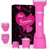 Amazon : $14.99 ($49.99)  Electric Razors for Women - IPX7 Waterproof Pubic Hair Remover for Shower & Travel, 3-in-1 Bikini Trimmer with Body/Round/Curved Heads, Hypoallergenic Foil & Ceramic Blades, Self-Care Gifts for Her