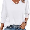 Amazon: $8.99 ($24.99) Womens 3/4 Sleeve Tops with Buttons V-Neck Summer Outfits