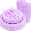 Amazon: $14.84 ($32.99) 150 PCS Purple Plastic Plates – Purple Dinnerware Set