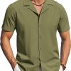 Amazon : $9.99 ($24.99) COOFANDY Mens Short Sleeve Shirts Casual Button Down Shirts Cuban Textured Summer Beach Shirts