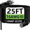 Amazon: $9.99 ($19.99) Indoor Outdoor Black Extension Cord 25 ft Waterproof, 16/3 Gauge Flexible