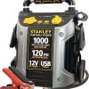 Amazon : $92.87 ($129.99) STANLEY J5C09 Portable Power Station Jump Starter 1000 Peak Amp Battery Booster, 120 PSI Air Compressor, USB Port, Battery Clamps