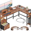 Amazon:$139.99 ($189.99)Furologee 66'' L Shaped Desk with Power Outlet, Reversible Computer Desk with File Drawer & 2 Monitor Stands, Home Office Desk with Storage Shelves, Corner Desk for Gaming Writing, Rustic Brown