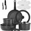 Amazon:$49.99 ($99.99)JEETEE Pots and Pans Set Non Stick 17pcs, Kitchen Cookware Sets with Detachable Handle, Induction Nonstick Cookware Set with Removable Handle, Stackable RV Cookware, Oven Safe, PFAS/PFOA Free, Black