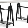 Amazon:$118.99 ($139.99)Signature Design by Ashley Bayflynn Mixed Media Adjustable Height Desk, White & Black