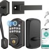 Amazon :$98.99 ($139.99)DS10 Pro Keyless Entry Door Lock with Handle Set, Smart Front Door Locks Set, Electronic Keypad, Fingerprint Deadbolt, Bluetooth APP Control, Auto-Lock & One Touch Locking, Oil Rubbed Bronze