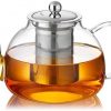 Amazon : $12.49 ($24.99)  40OZ (1200ML) Glass Teapot with Infuser Stovetop Safe, Clear Glass Tea Pot Kettle, Borosilicate Tea Pot with Infusers Filter for Loose Tea, Tea Kettle Dishwasher Safe