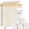 Amazon : $11.99 ($19.99)  30L Toilet Paper Storage Basket with Lid, Bamboo Toilet Tissue Storage Bin with Footbase, Holds 9-12 Rolls, Gray