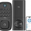 Amazon : $44.99 ($89.99)  TCL Smart Lock D1, Fingerprint Keyless Entry Front Smart Door Lock with Keypad Deadbolt, Built-in WiFi, Works with Alexa, Easy Installation, Remote Control, Auto-Lock, Black