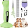 Amazon : $34.27 ($38.07) Professional Dog Clippers for Grooming, Low Noise Electric Quiet Dog Grooming Kit, Rechargeable Cordless Dog Shaver Clippers, with 9mm Blade for Dogs Cats Pets (Green)