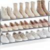 Amazon : $9.99 ($15.99)  SONGMICS 3-Tier Shoe Rack, Shoe Storage for Hallway Closet, Slim and Space-Saving, Metal Frame, Non-Woven Fabric Shelves, Grey ULSH053G01V1