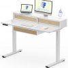 Amazon : $159.99 ($319.99)   FLEXISPOT One-Piece Standing Desk with Rattan Drawers, 48 x 24 Inch Adjustable Height, Electric Stand Up Table with Monitor Shelf, Home Office Ergonomic Computer Desk with Memory Presets, White
