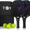Amazon : $19.99 ($39.99) Pickleball Paddles Set of 2, Carbon Fiber Surface/Fiberglass Surface Polypropylene Honeycomb Core, Anti-Slip Sweat-Absorbing Grip, with 4 Pickleball Balls Outdoors, and one Pickleball Bag