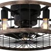 Amazon:$69.99 ($139.99)Ohniyou Flush Mount Caged Ceiling Fan with Lights Remote Control, 20 Inch Low Profile Farmhouse Ceiling Fan, Bladeless Enclosed Rustic Wood Color Edge Ceiling Fans for Living Room Bedroom