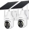 Amazon:$62.99 ($125.99)SEHMUA 2K Solar Security Cameras Wireless Outdoor, 2 Pack 360° View Pan/Tilt WiFi Security Camera Outside with Color Night Vision,Easy to Install, PIR Alarm, 2-Way Audio, Cloud/SD Storage