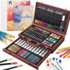 Amazon :$19.99 ($39.99)Art Supplies, Deluxe Wooden Art Set Crafts Drawing Painting Kit with 12 Watercolor Paints, 12 Brushes, 2 Sketch Pads, 2 Canvas Boards, Palette, Creative Gift for Adults Teens Kids Beginners Girls Boys